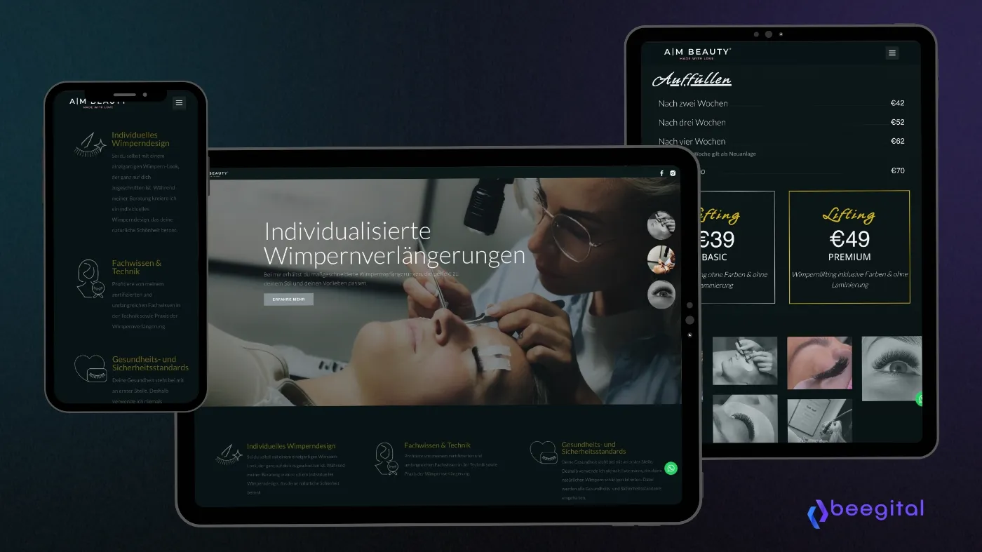 Website erstellen lassen für Wimpernverlängerung Studio